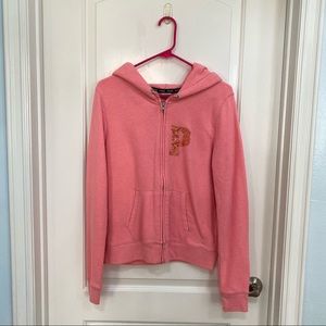Victoria Secret's Pink P Sequin Logo Full Zip Jacket Size M